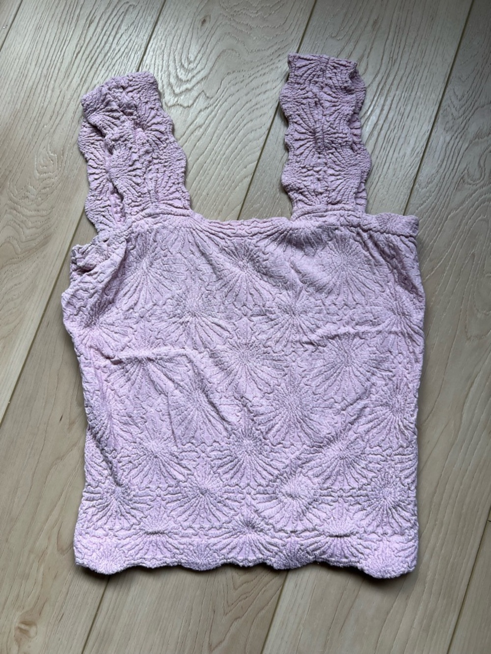 Smocked Lilac Square-Neck Tank Top